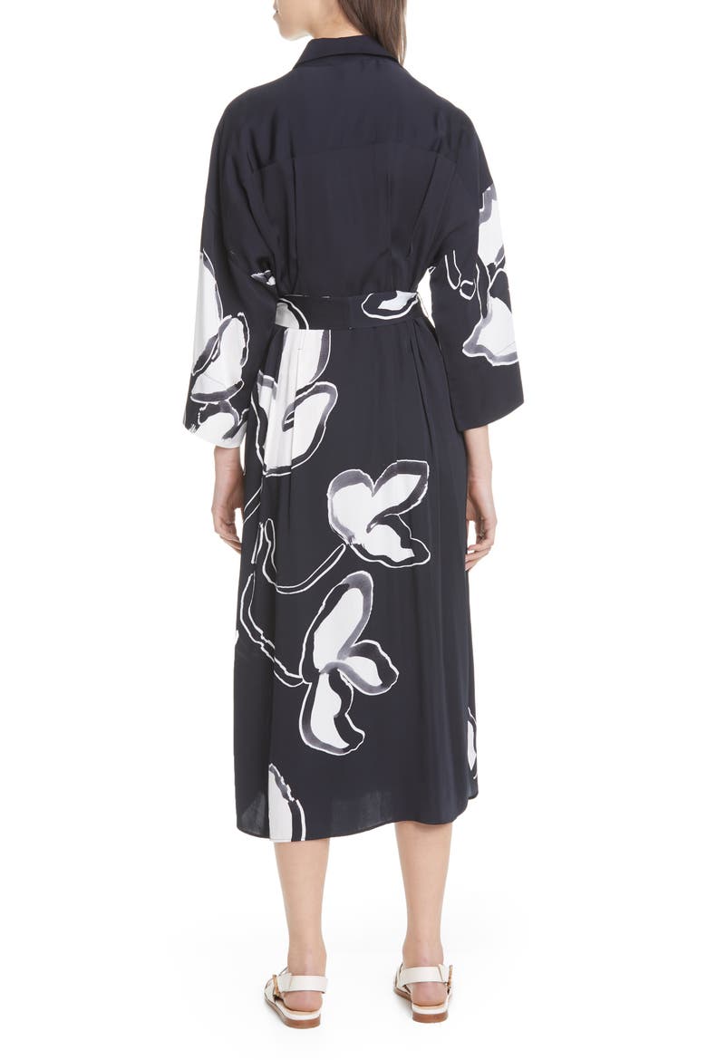 Rhodes Floral Midi Shirtdress, Alternate, color, BLACK MULTI