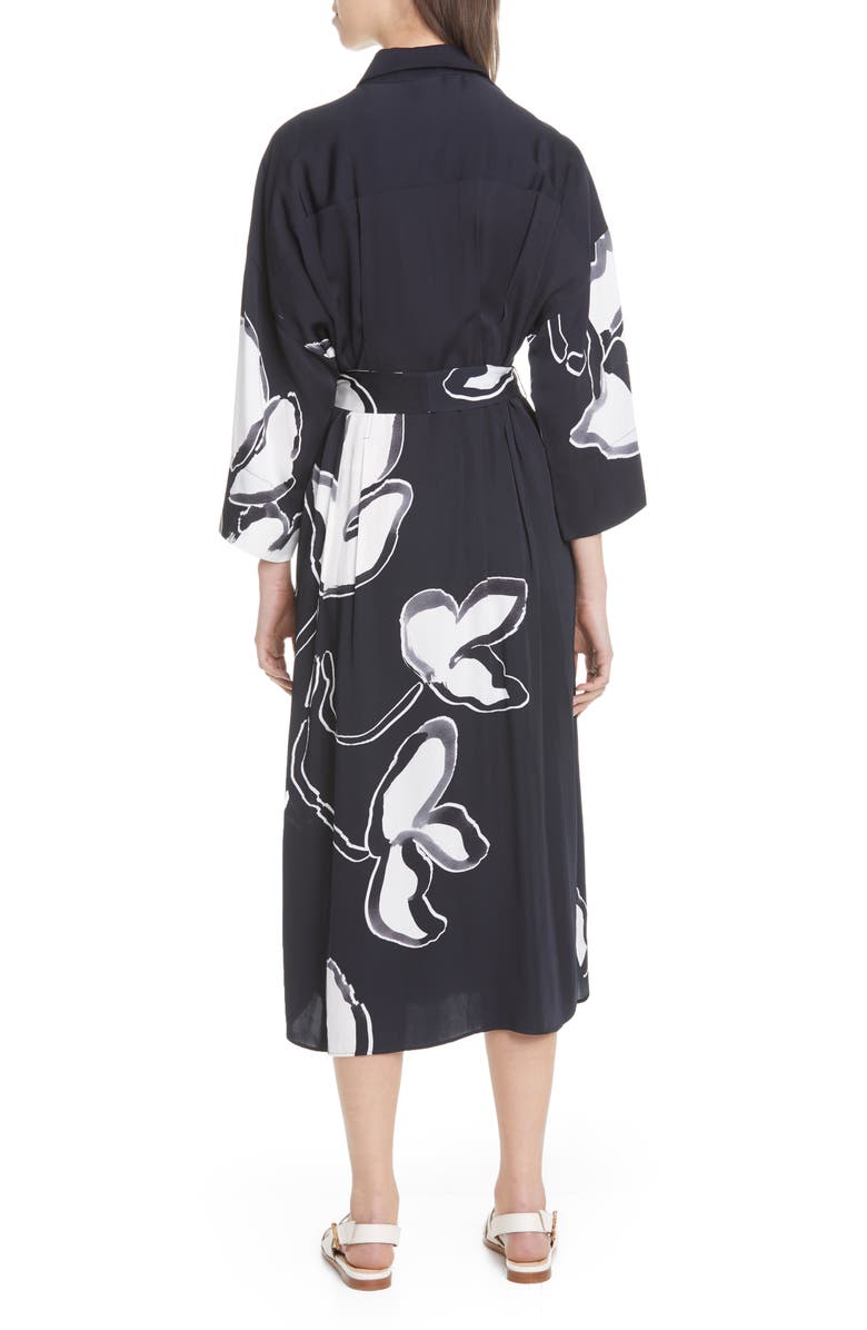 Lafayette 148 New York Rhodes Floral Midi Shirtdress, Alternate, color, 