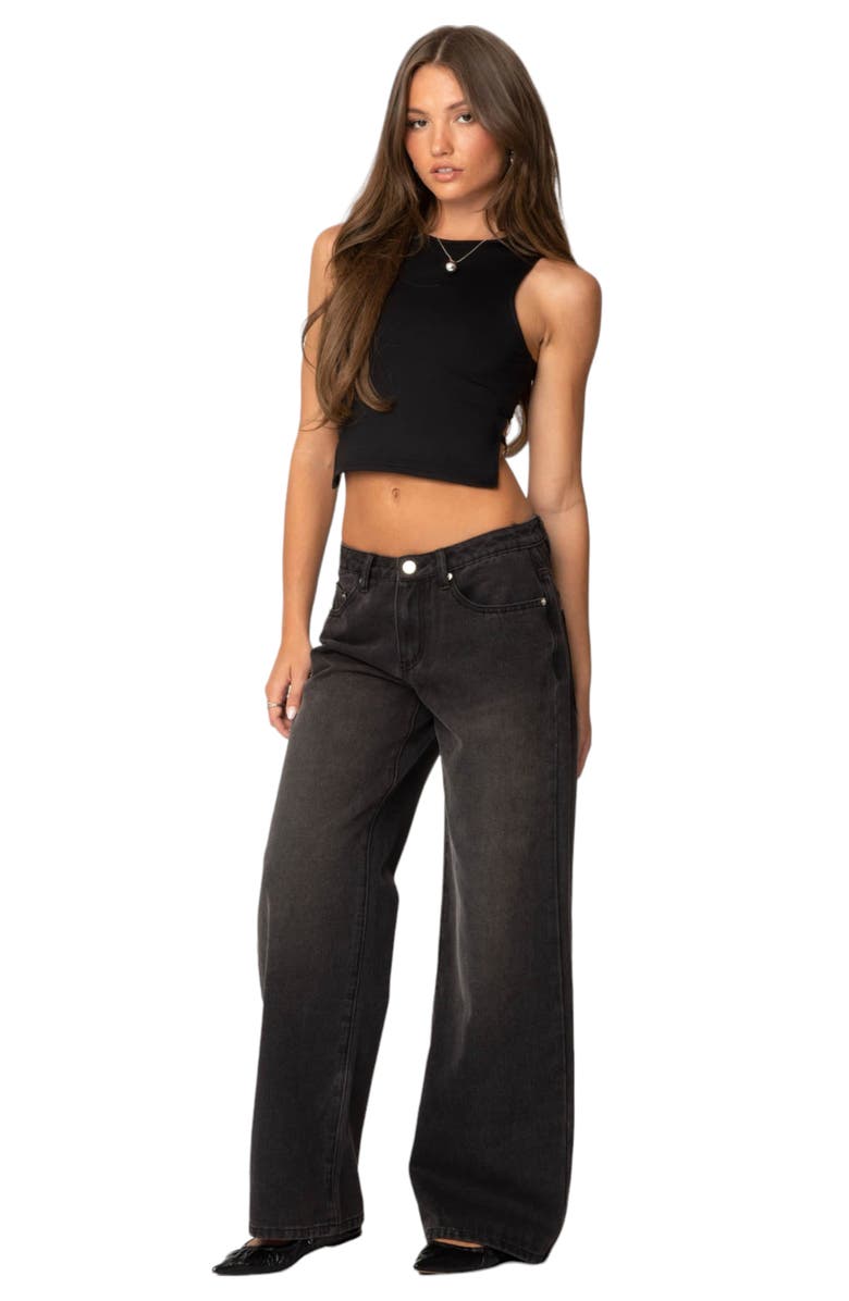 EDIKTED Jen Cutout Back Crop Tank, Alternate, color, Black