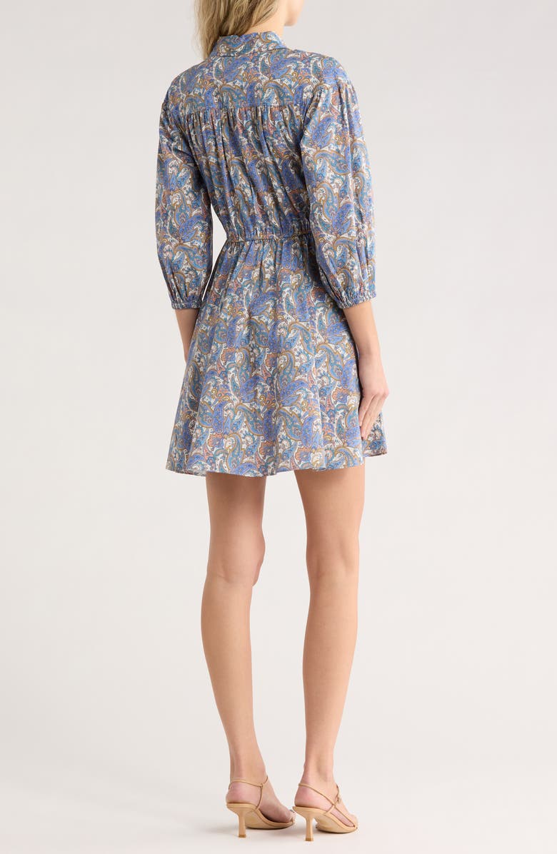 Derek Lam 10 Crosby Arbi Paisley Cotton Shirtdress, Alternate, color, Blue Multi