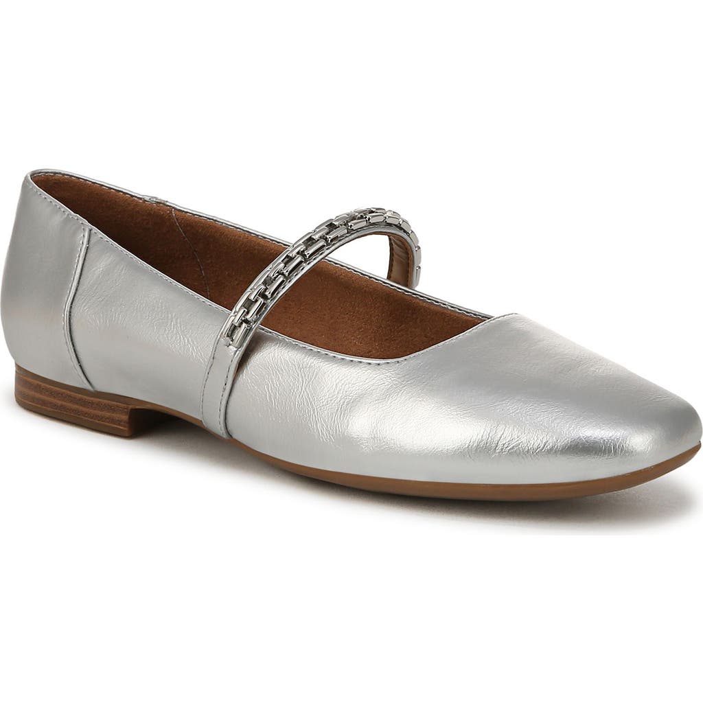 Naturalizer Maxwell-mj Mary Jane Flats In Silver Faux Leather
