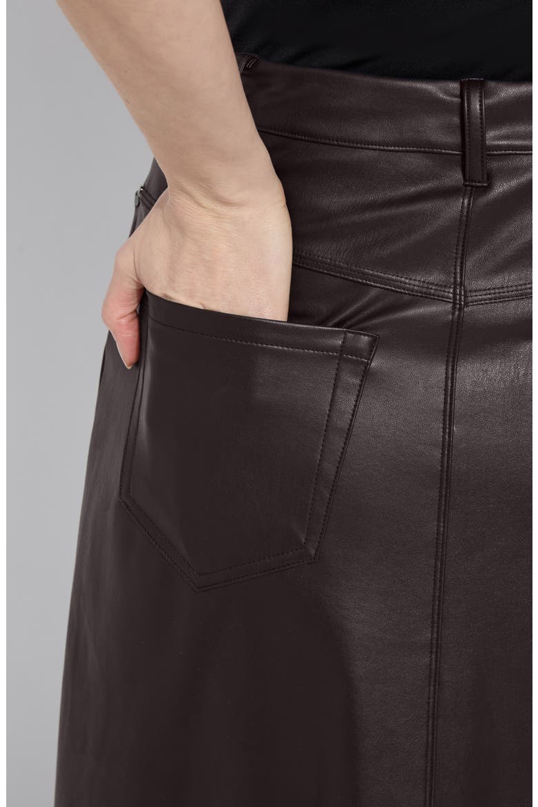 Warren A-Line Faux Leather Midi Skirt, Alternate, color, DOUBLE ESPRESSO