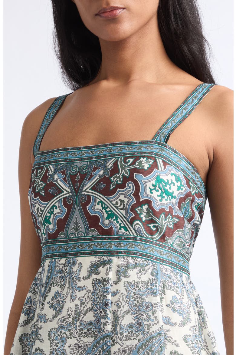 Rye Print Sleeveless Linen & Silk Maxi Dress, Alternate, color, ECRU MULTI