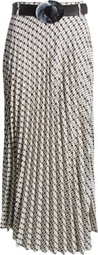 NIKKI LUND Brit Print Pleated Maxi Skirt