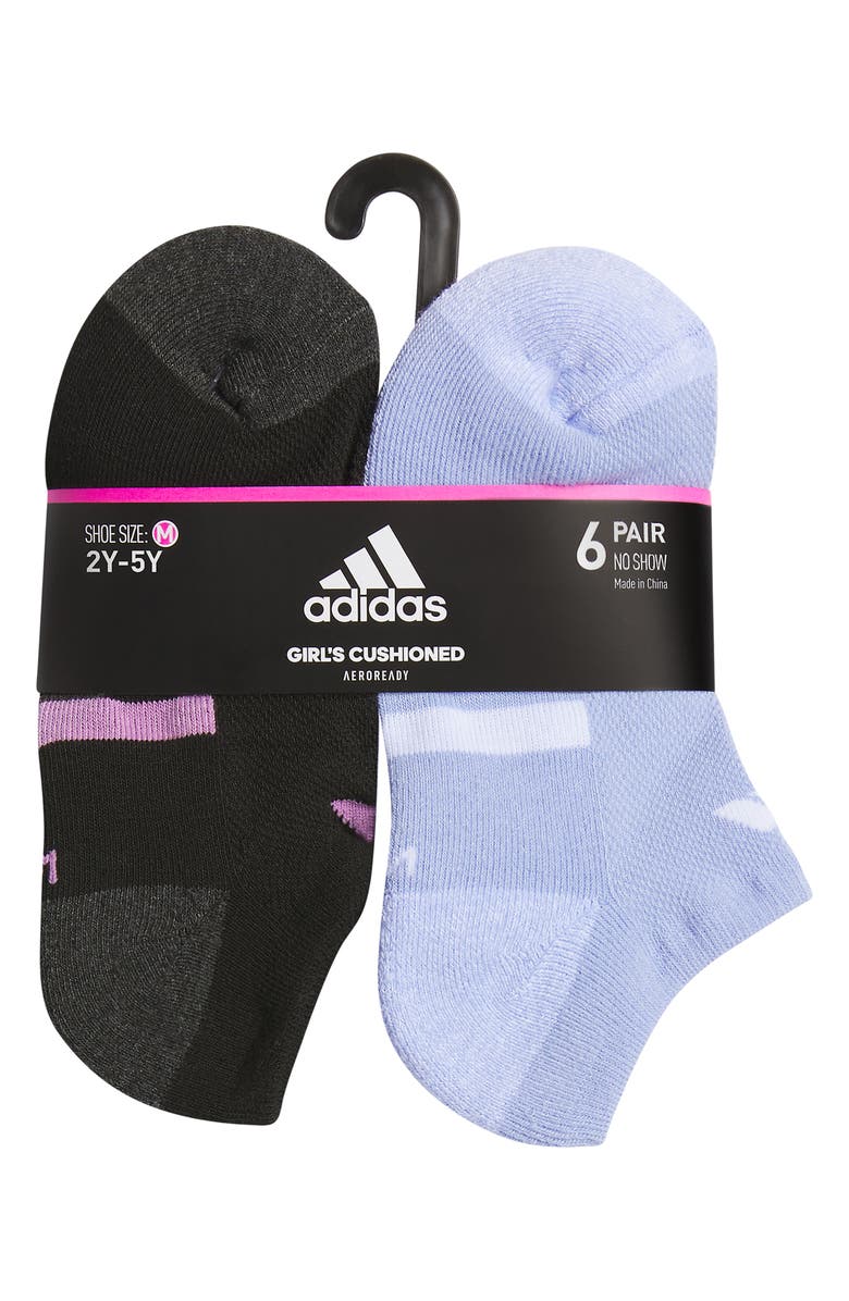 adidas Kids' Athletic Cushioned Low Cut Socks - Pack of 6, Main, color, Black