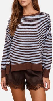 Blu Pepper Stripe Cotton Blend Sweater