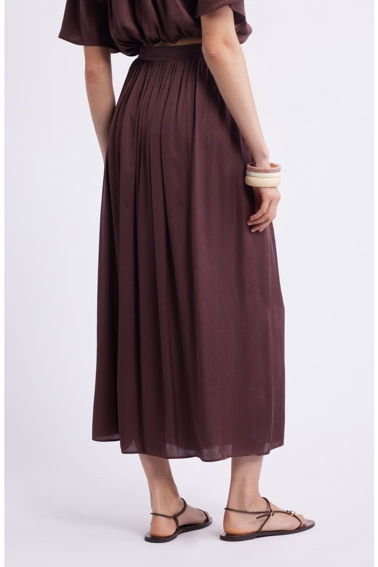 Gathered Midi Skirt, Alternate, color, BROWN MALICACIA