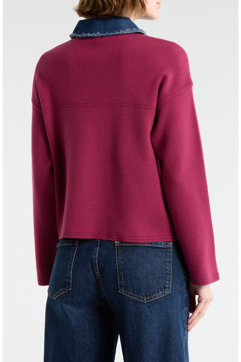 Mixed Media Denim Sweater, Alternate, color, MERLOT/ DENIM