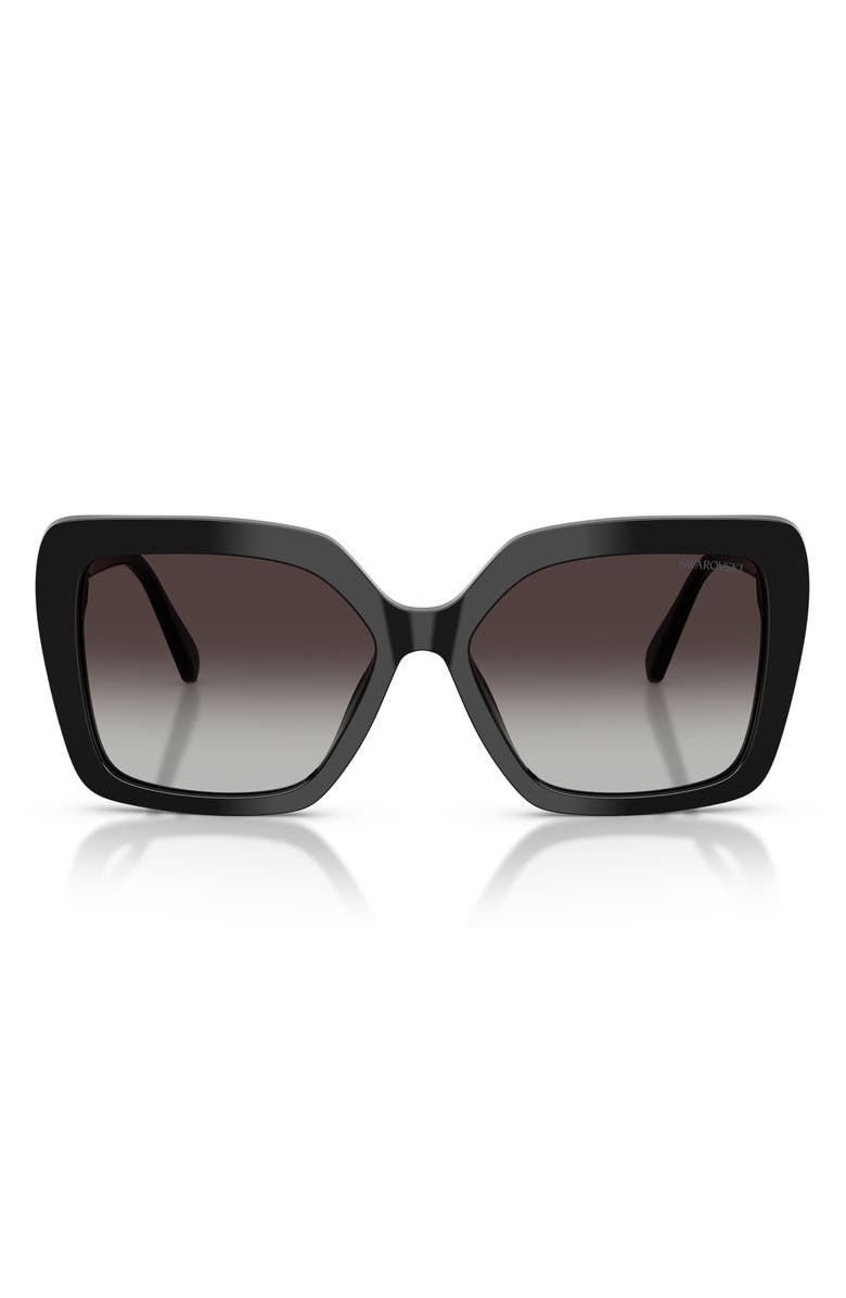 Swarovski 57mm Butterfly Sunglasses, Main, color, Black / Gradient Grey