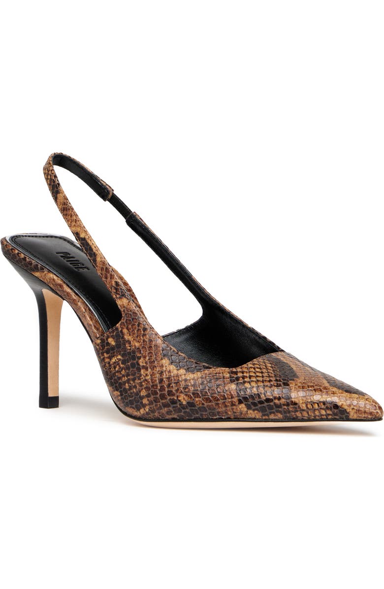 PAIGE Sienna Slingback Pointed Toe Pump, Main, color, Chocolate Snake