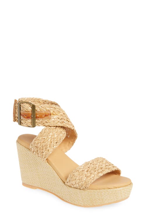 Chocolat Blu Isabel Ankle Strap Platform Wedge Sandal In Natural Raffia
