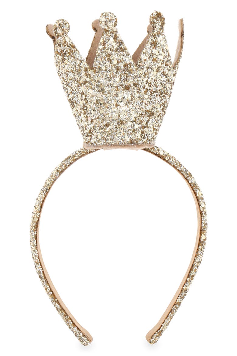 Glitter Crown Head Band, Main, color, GOLD