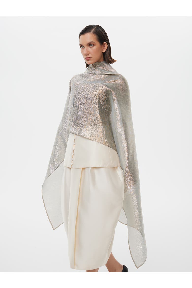 Metallic Silk Blend Party Cape, Alternate, color, Metalic