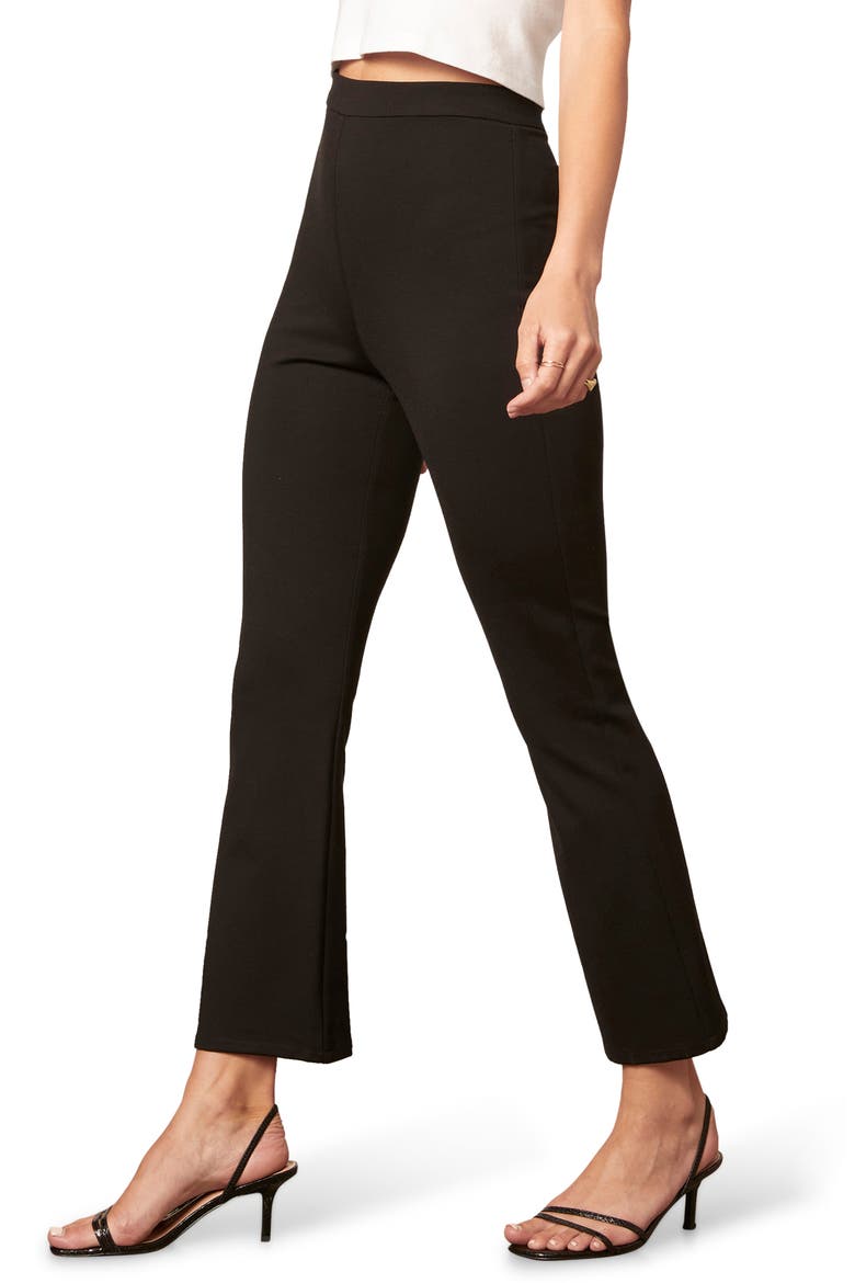 Roxana Crop Kick Flare Ponte Pants, Alternate, color, BLACK