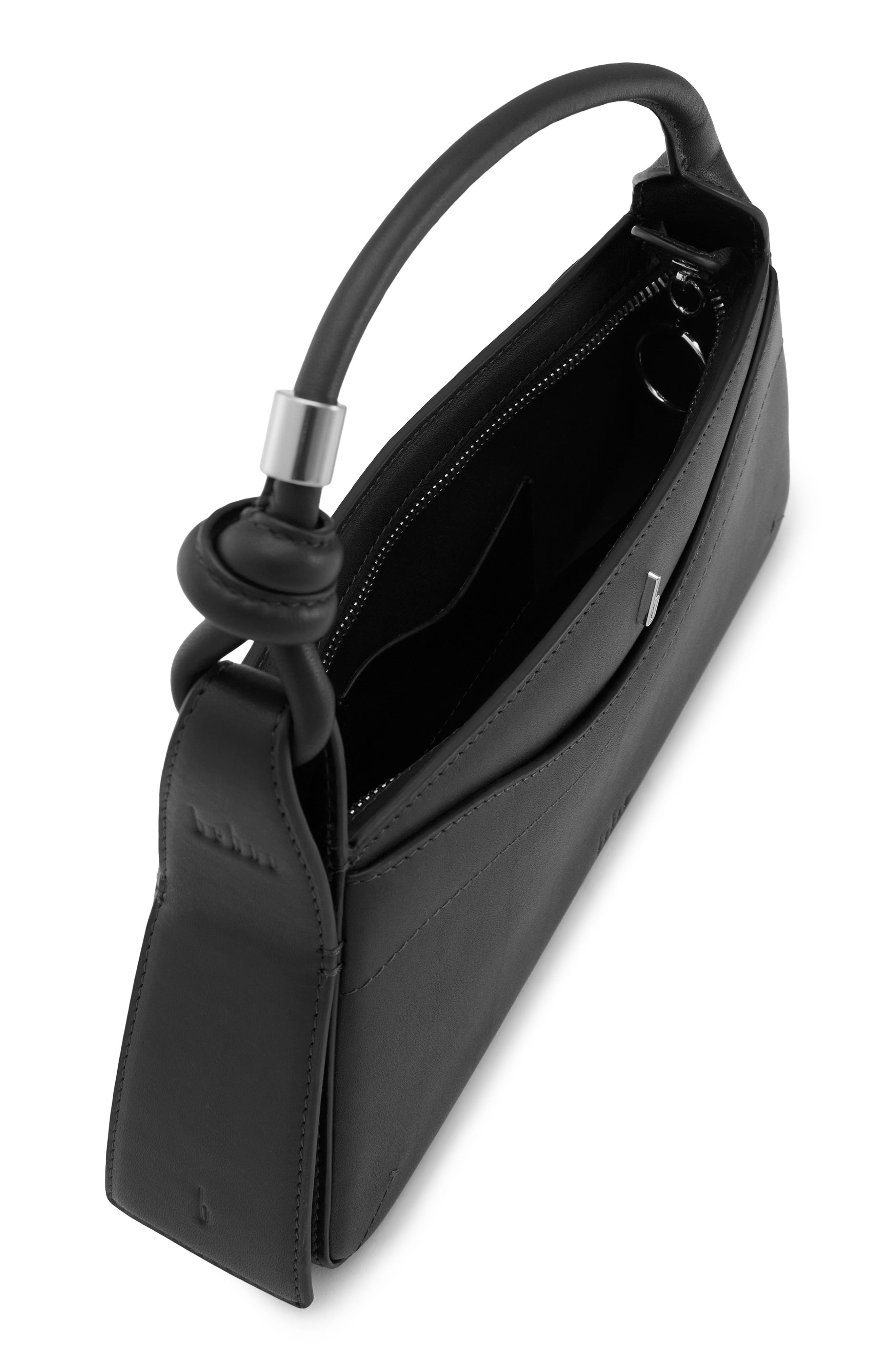 behno Melina Leather Crossbody Satchel, Alternate, color, Black