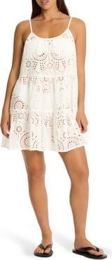 Sea Level Ibiza Tie Back Cotton Eyelet Cover-Up Sundress