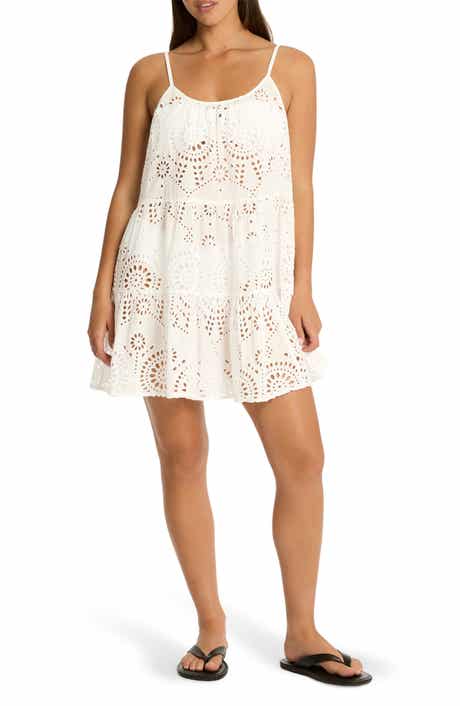 Sea Level Ibiza Tie Back Cotton Eyelet Cover-Up Sundress