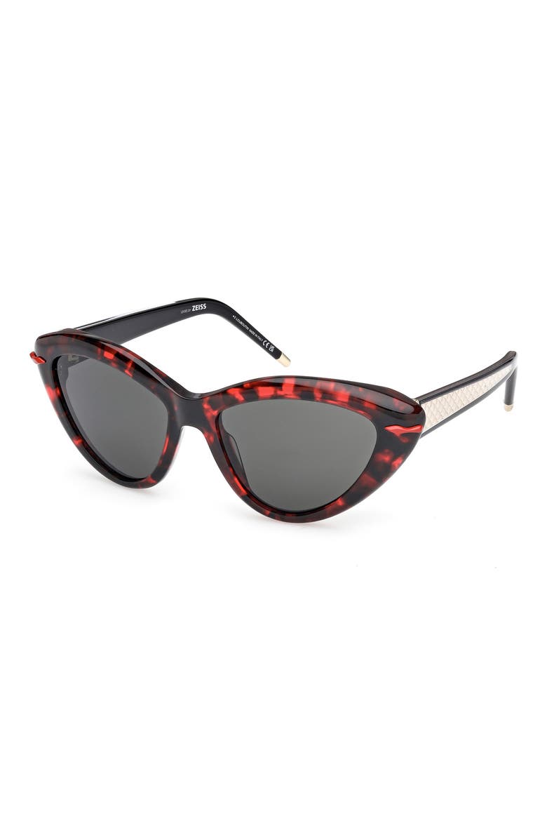 56mm Cat Eye Sunglasses, Alternate, color, RED HAVANA / GOLD / ZEISS