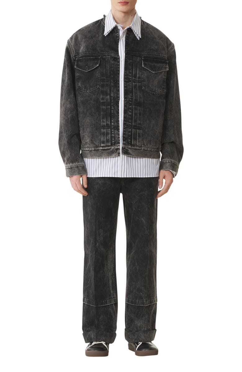 Lanvin Loose Fit Washed Denim Jacket, Main, color, Noir