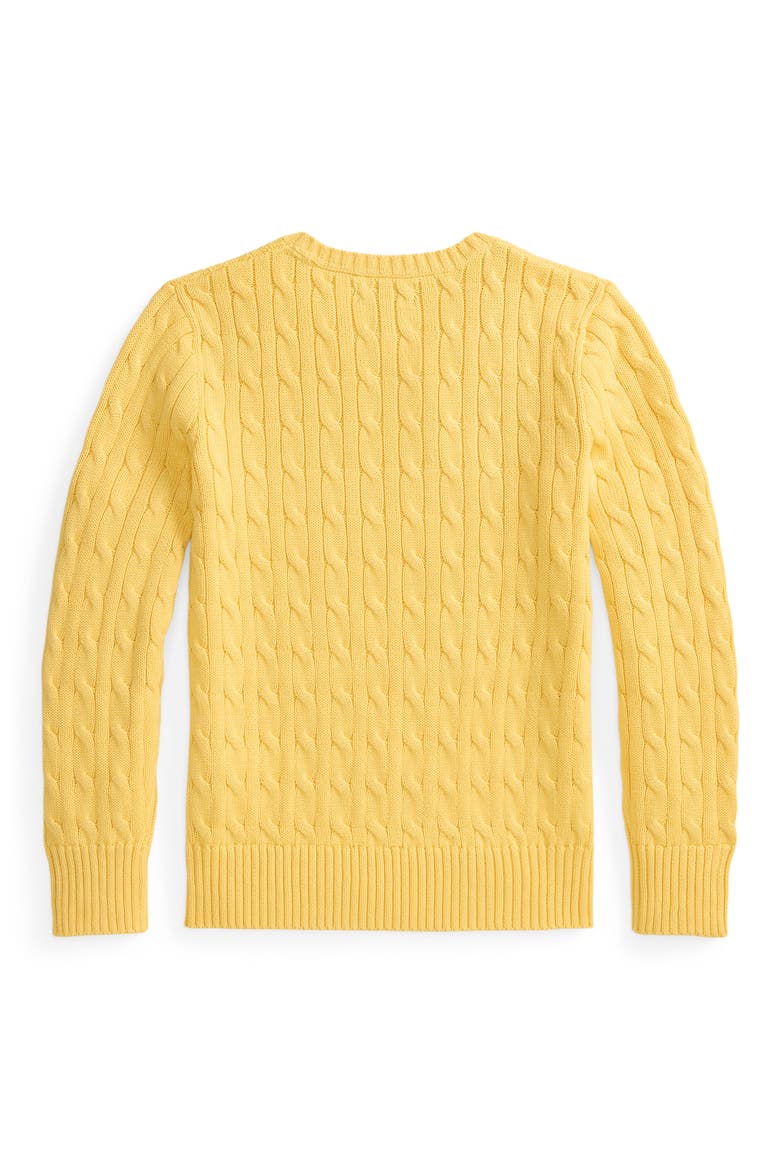 Kids' Cotton Cable Knit Crewneck Sweater, Alternate, color, BEACH YELLOW