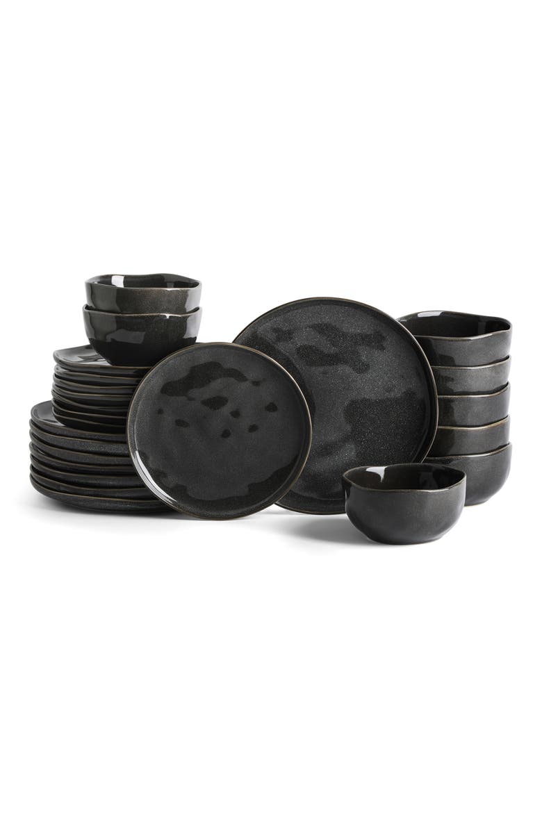 Mirella Stoneware 24-Piece Dinnerware Set, Main, color, Charcoal