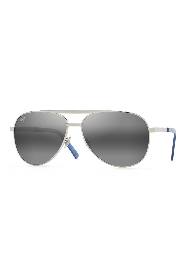 Seacliff 61mm Polarized Aviator Sunglasses, Alternate, color, SILVER/ GREY GRADIENT