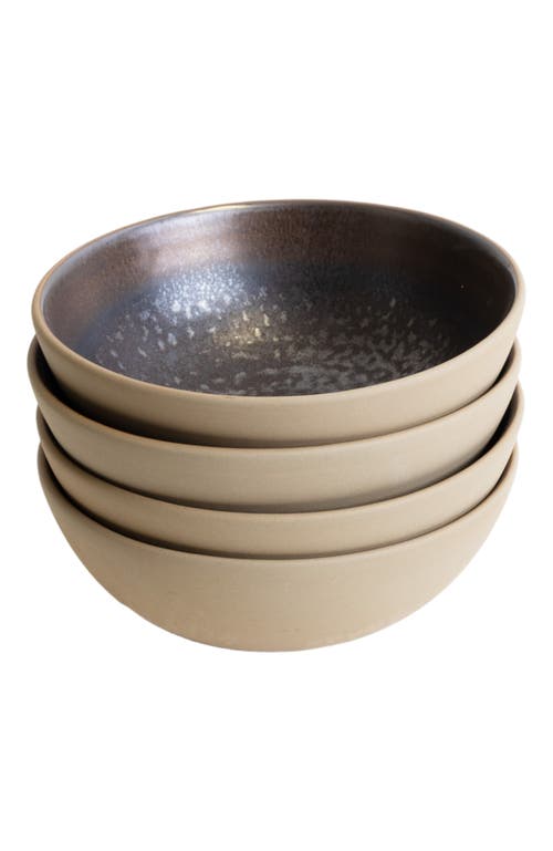 Lemieux Et Cie Akita Stoneware 4-piece Bowl Set In Brown
