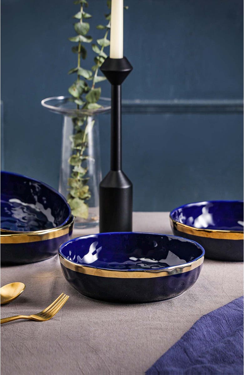 Stone Lain Florian Porcelain 4-Piece Pasta Bowl Set, Alternate, color, Blue