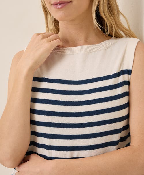 Pact Organic Cotton Classic Fine Knit Shell In Navy Laguna Stripe