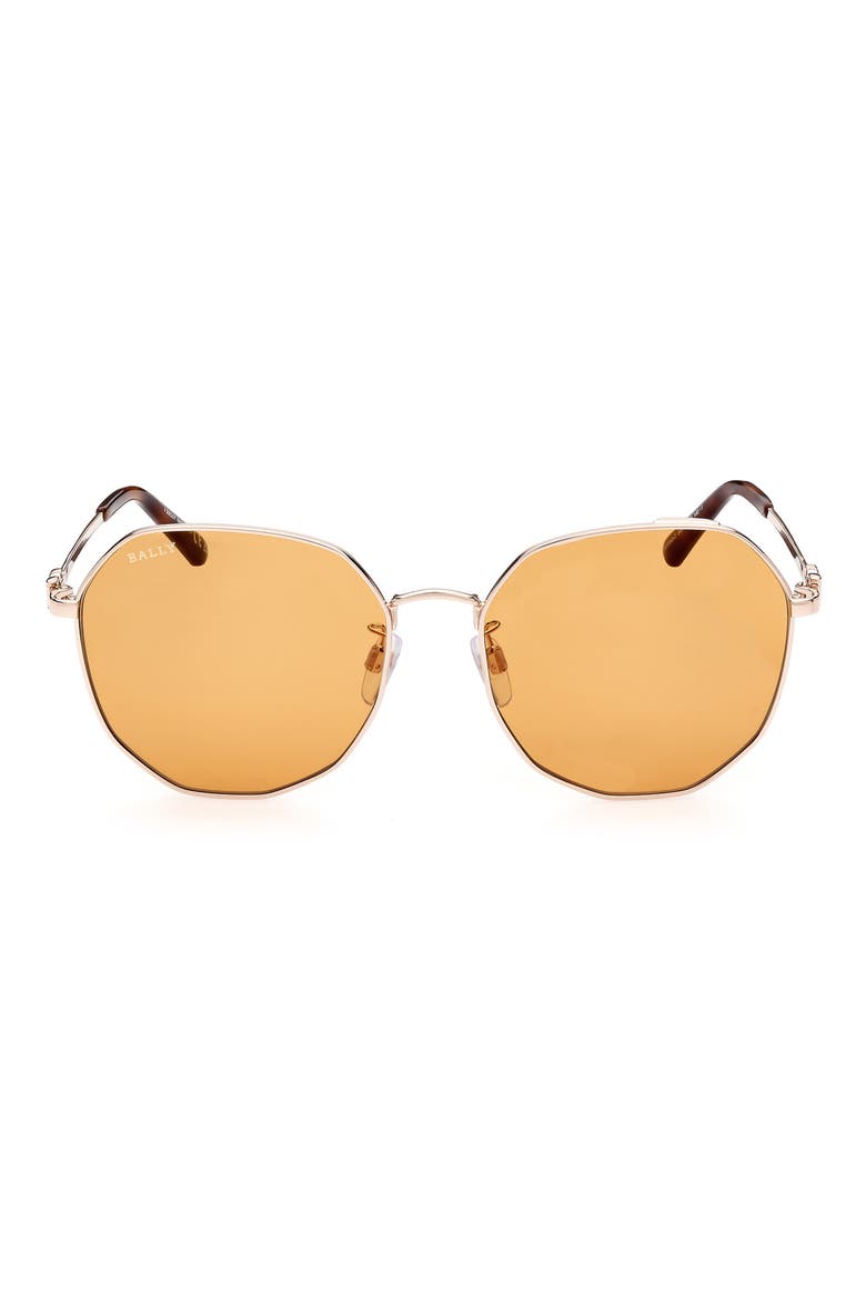58mm Round Sunglasses, Main, color, SHINY ROSE GOLD / BROWN