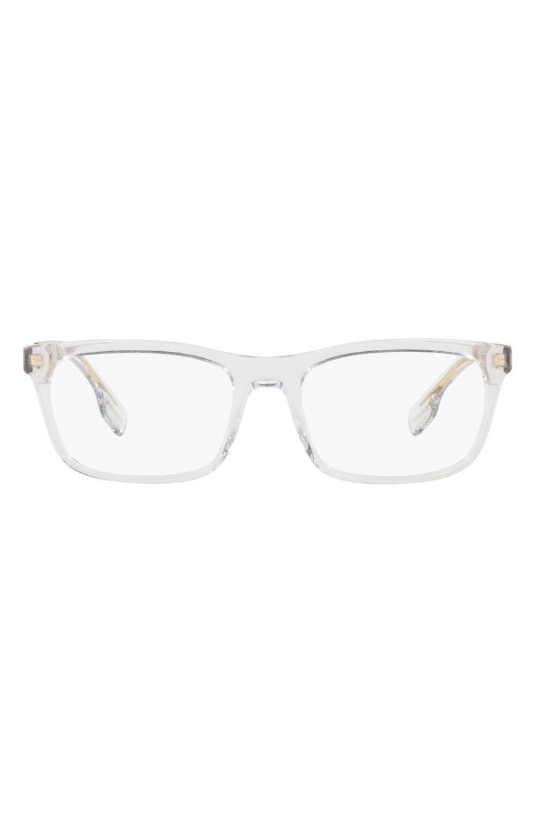 Burberry 55mm Icon Stripe Detail Square Optical Glasses, Main, color, Clear Beige