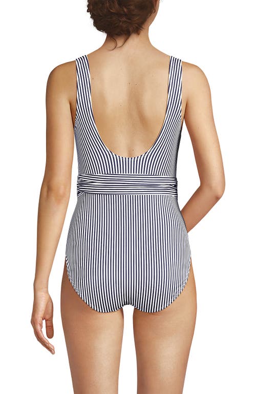 LANDS' END LANDS' END SLENDER SUIT BELTED SWEETHEART ONE PIECE