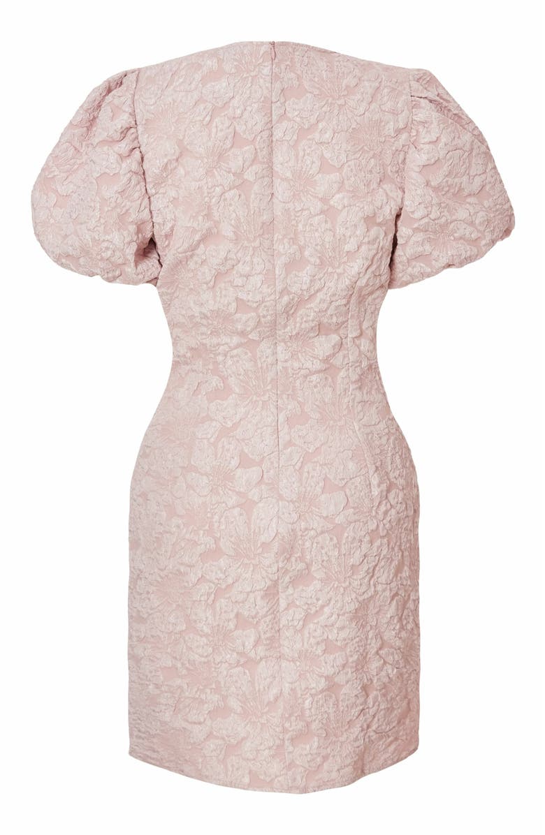 QUIZ Jacquard Puff Sleeve Mini Dress, Alternate, color, 