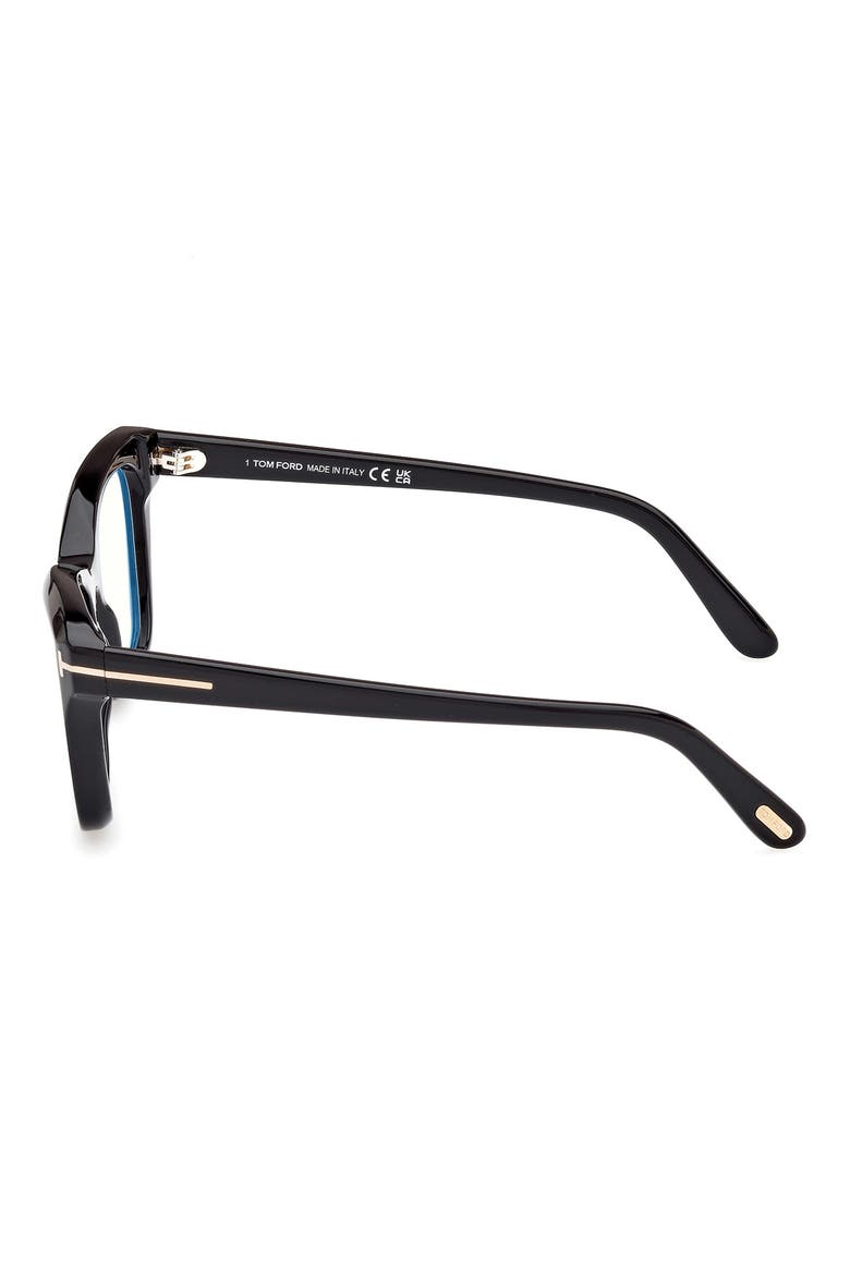 53mm Cat Eye Blue Light Blocking Optical Glasses, Alternate, color, BLACK ECO / T LOGO