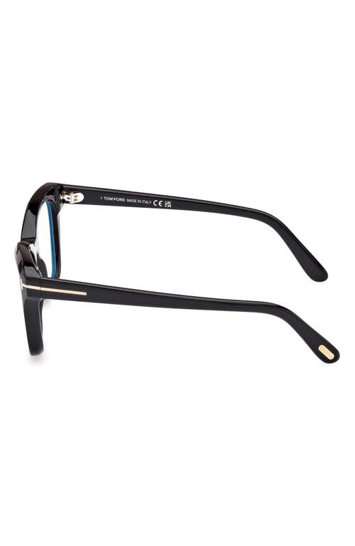 Tom Ford 53mm Cat Eye Blue Light Blocking Optical Glasses In Black