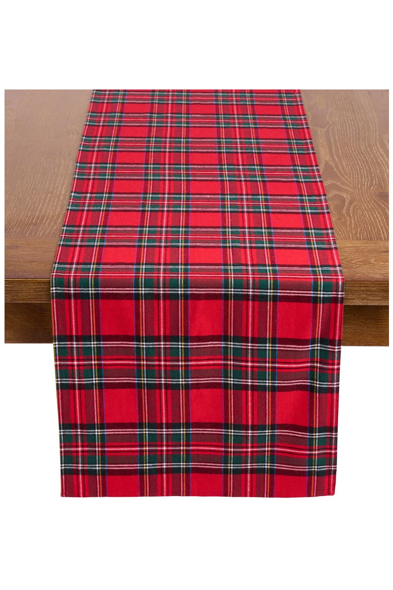 Imperial Tartan Plaid Table Runner, Main, color, RED