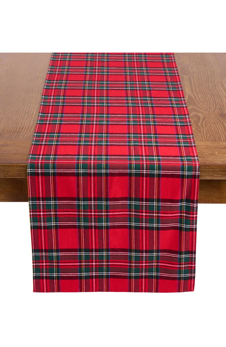 Petite Plume Imperial Tartan Plaid Table Runner, Main, color, Red