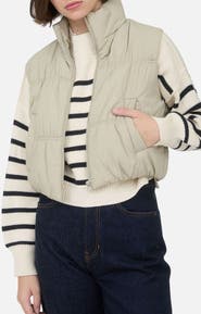 Blu Pepper Collared Water Repellent Cropped Puffer Vest