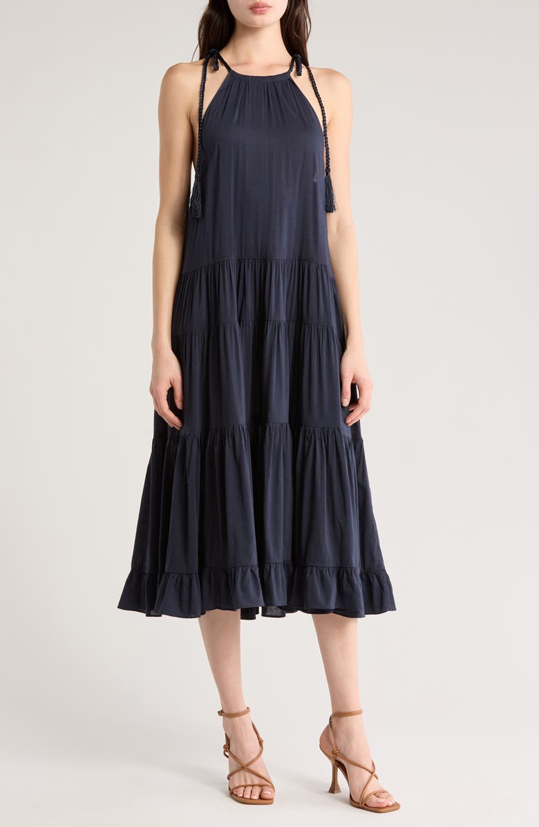 Cinq à Sept Winnie Tiered Trapeze Dress, Main, color, Navy