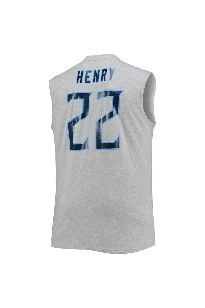 Men's Derrick Henry Heathered Gray Tennessee Titans Big & Tall Player Name & Number Muscle Tank Top, Alternate, color, Heather Gray