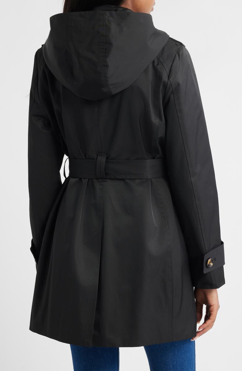 London Fog Double Breasted Trench Raincoat, Alternate, color, Black