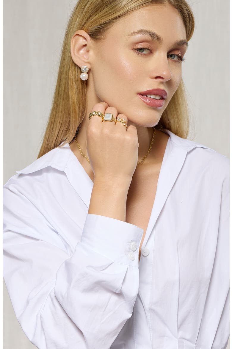 Mother of Pearl Square Ring, Alternate, color, GOLD
