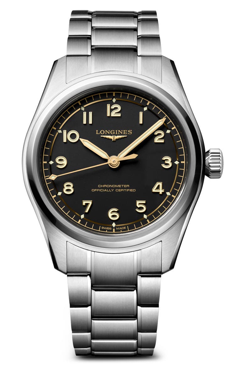 Spirit Pilot Bracelet Watch, 39mm, Main, color, BLACK