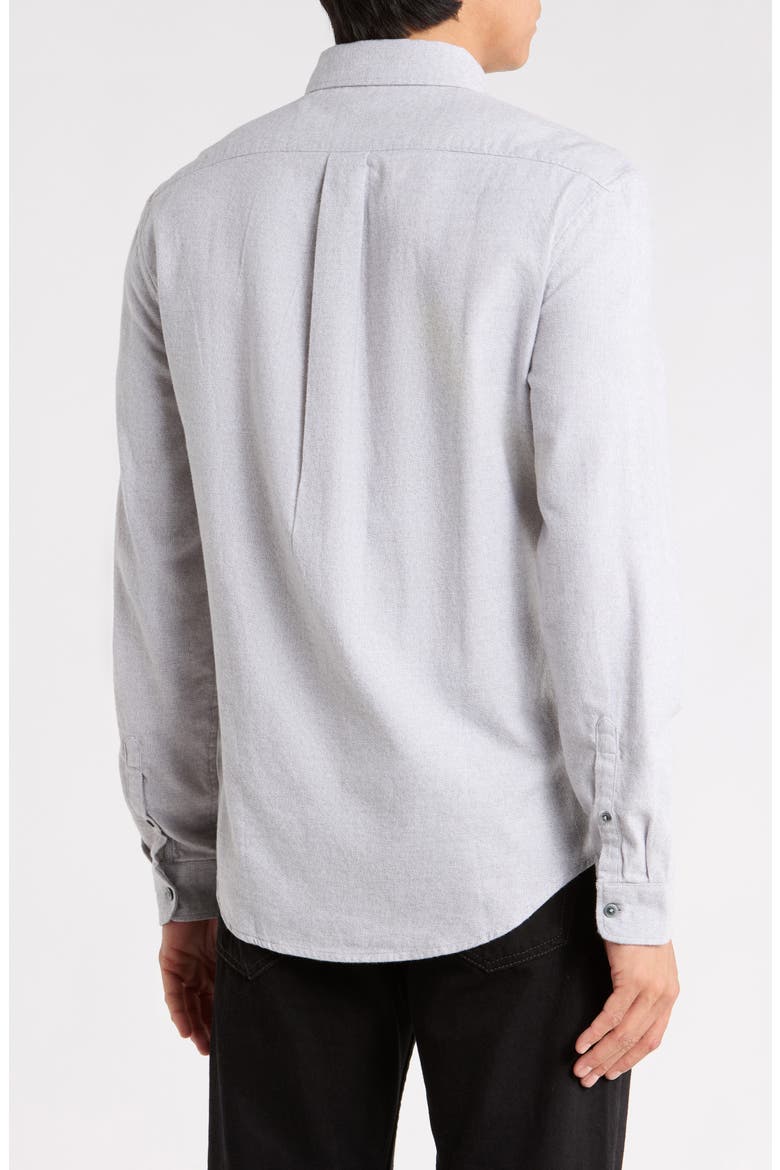 Cotton Flannel Button-Up Shirt, Alternate, color, LIGHT GRAY