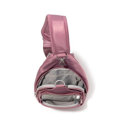 Baggallini Central Park Sling Bag In Mauve Twill