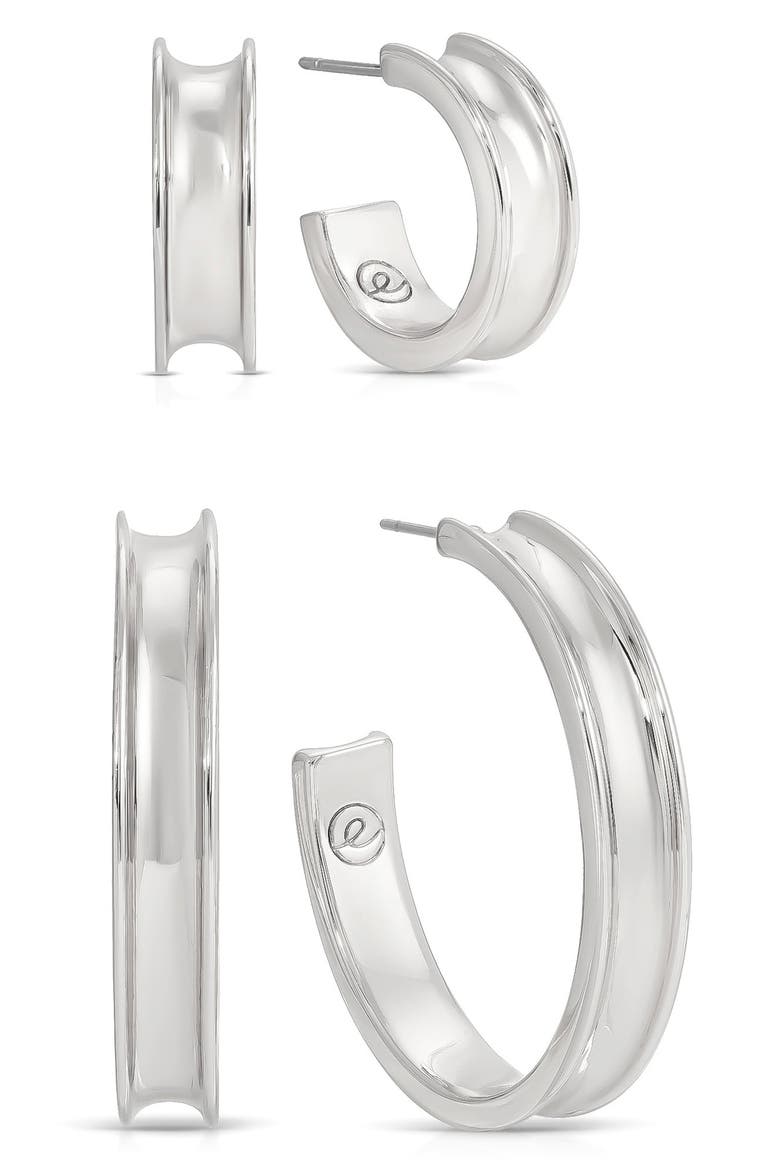 Groove Set of 2 Hoop Earrings, Main, color, SILVER