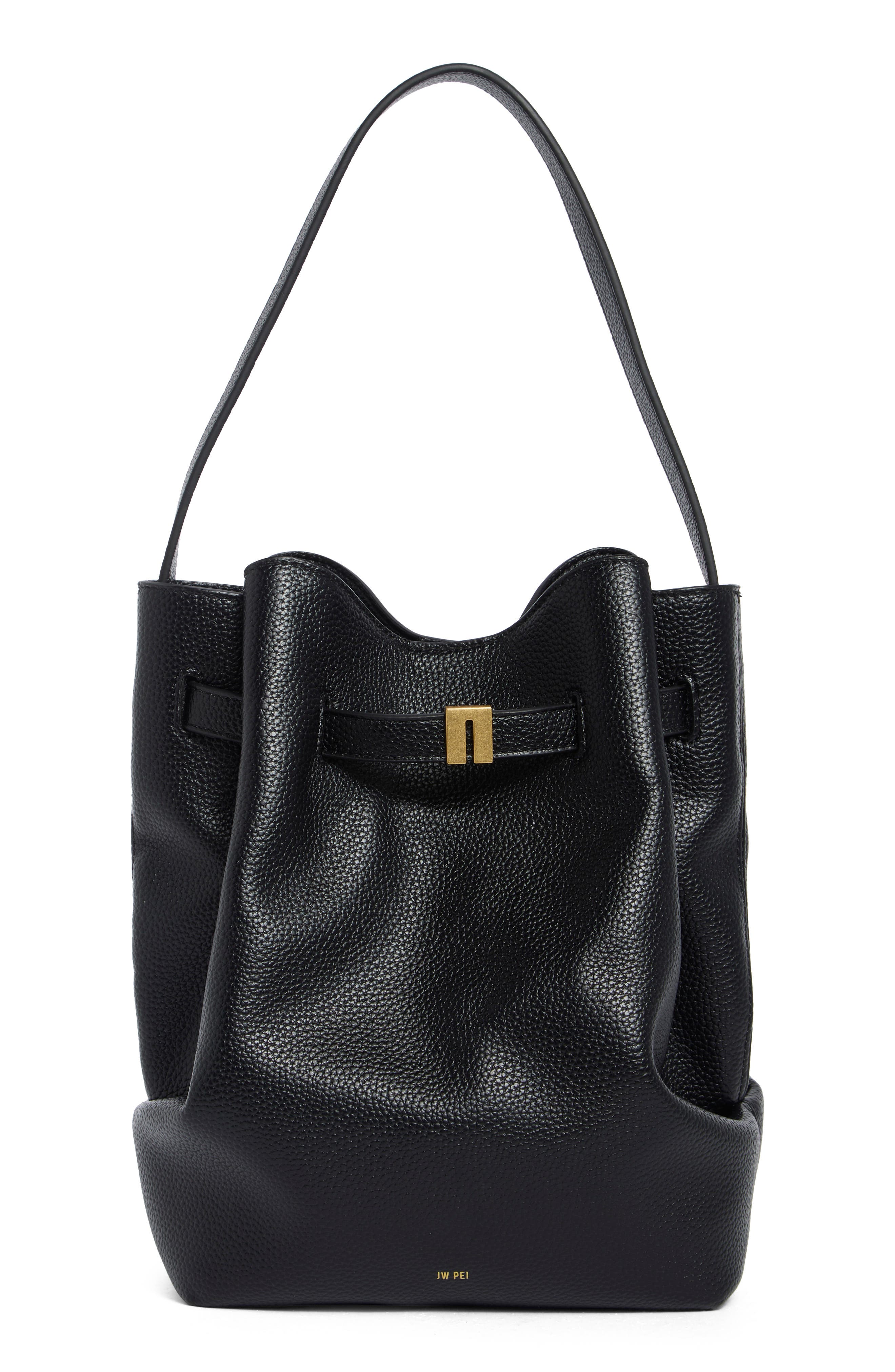 Clara Lock Accent Faux Leather Bucket Shoulder Bag