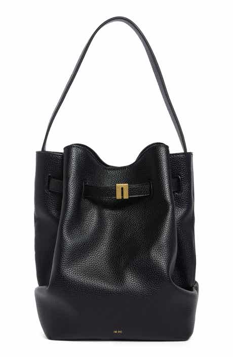 Clara Lock Accent Faux Leather Bucket Shoulder Bag