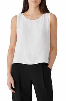 Eileen Fisher Ballet Neck Sleeveless Silk Top