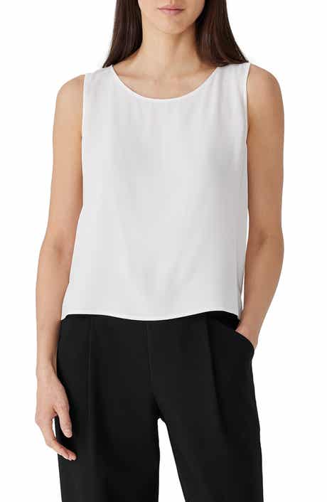 Eileen Fisher Ballet Neck Sleeveless Silk Top